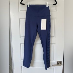 Lululemon Align 25” Legging in Night Sea with logo down the leg